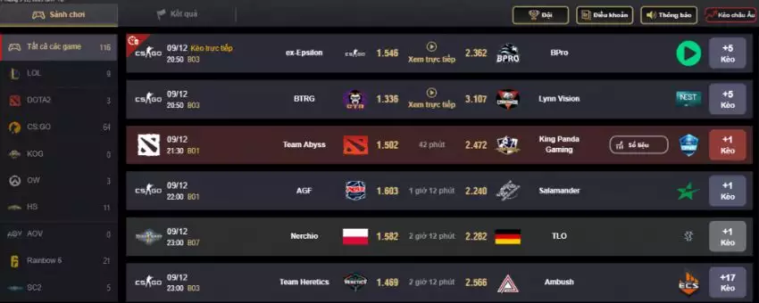 cá cược esport 12bet