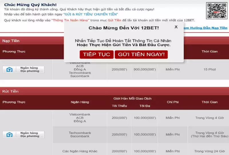 gửi tiền 12bet