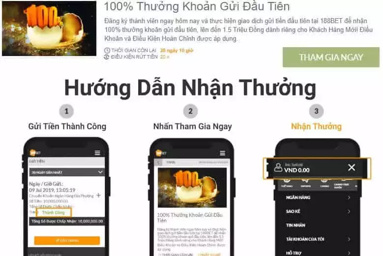 khuyến mãi 100% 188bet