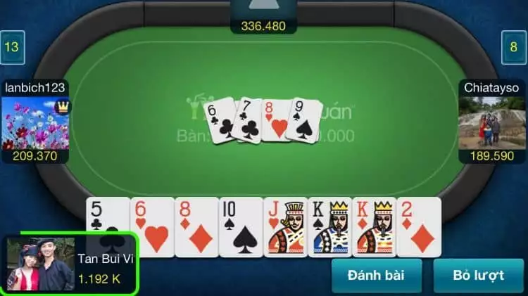 bàn chơi tiến lên online
