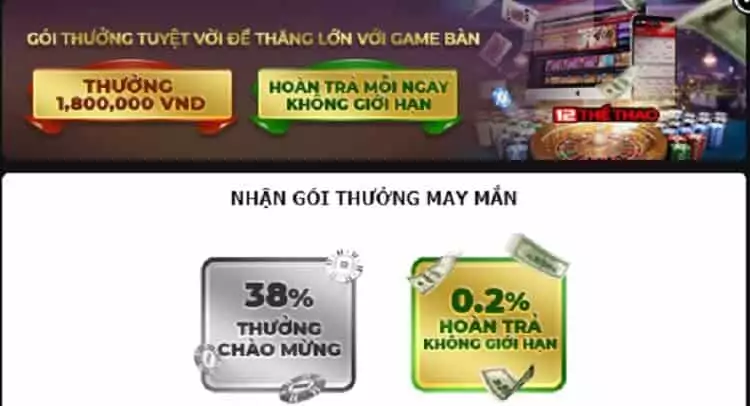 hoàn trả game bàn 12bet