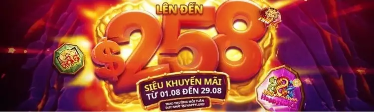 Khuyến Mãi HappyLuke – Tháng 8 Siêu Thưởng Casino Hàng Tuần