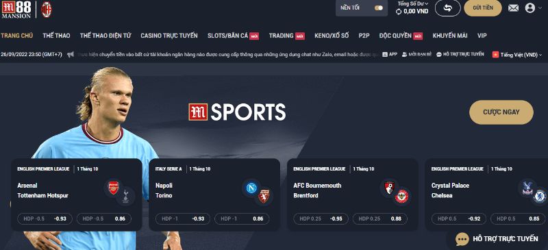 giao diện website M88